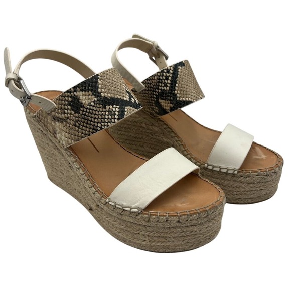 Dolce Vita Spiro Two Band Espadrille Wedge Sandals Off-white / Snake Skin Size 9 - Picture 2 of 9